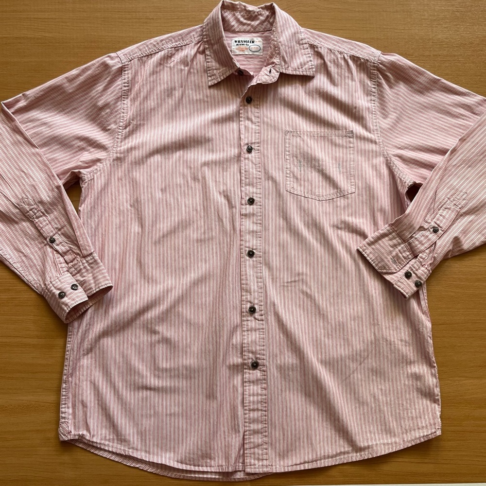 Wrangler Men's Pink Striped Button-Down Shirt